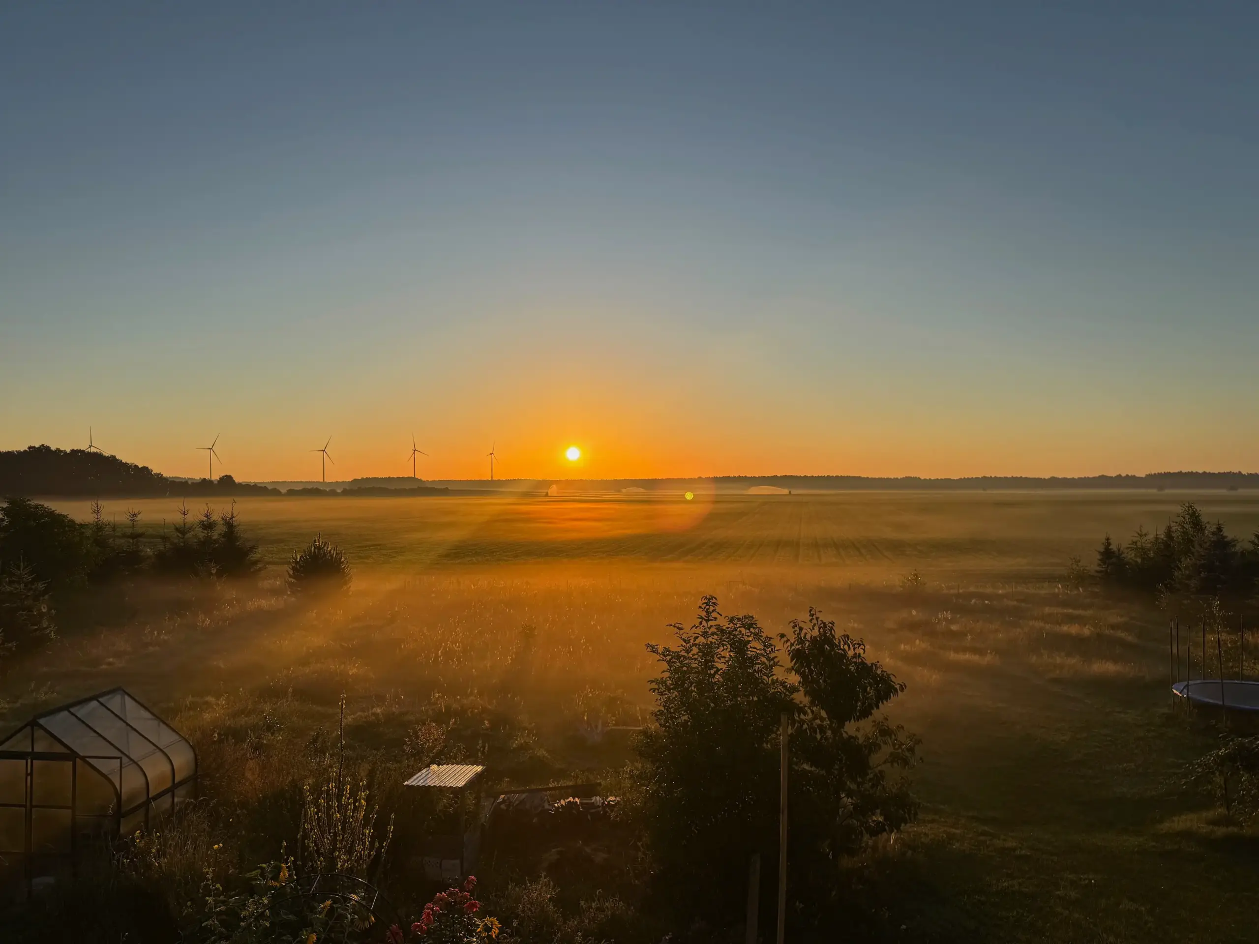 Sunrise with lensflare over our backgarden