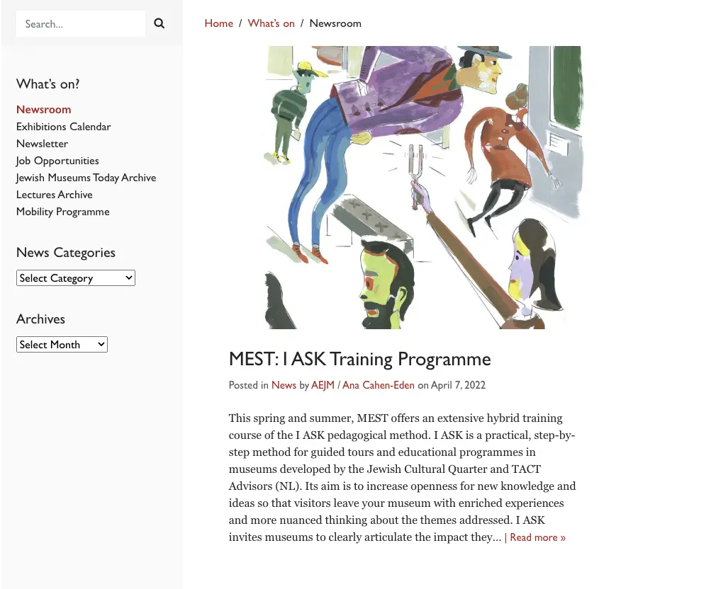 Screenshot of a news article published on aejm.org in 2022, with the title "MEST: I ASK Training Programme"